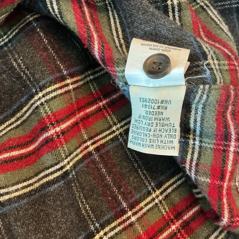 LL Bean Plaid Flannel Button Up Shirt Women Long Sleeve Gray Red Size Small - Picture 7 of 7